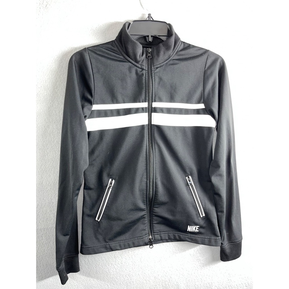 NIKE Black/White Zip Up Athletic Jacket Kids Size XL